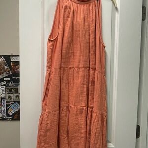 GAP Sleeveless Coral Midi Dress